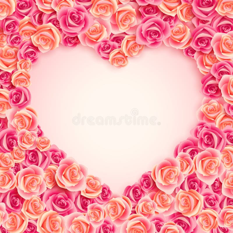 Tarjeta del día del `s de la tarjeta del día de San Valentín en rosas rosadas ilustración del vector Tarjeta del día del `s de la tarjeta del día de San Valentín en rosas rosadas ilustración del vector