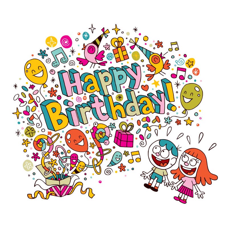 Tarjeta Del Feliz Cumpleaños. Feliz Cumpleaños De Niño De 4 Años. Tarjeta  De Regalo. Ilustración Vectorial Ilustraciones svg, vectoriales, clip art  vectorizado libre de derechos. Image 48594673