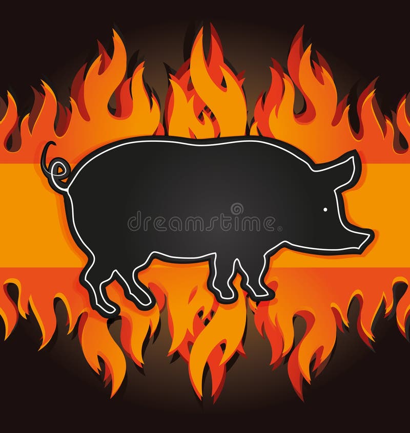 tarjeta del fuego del cerdo de la tarjeta del menú de la parrilla de la pizarra ilustración del vector tarjeta del fuego del cerdo de la tarjeta del menú de la parrilla de la pizarra ilustración del vector