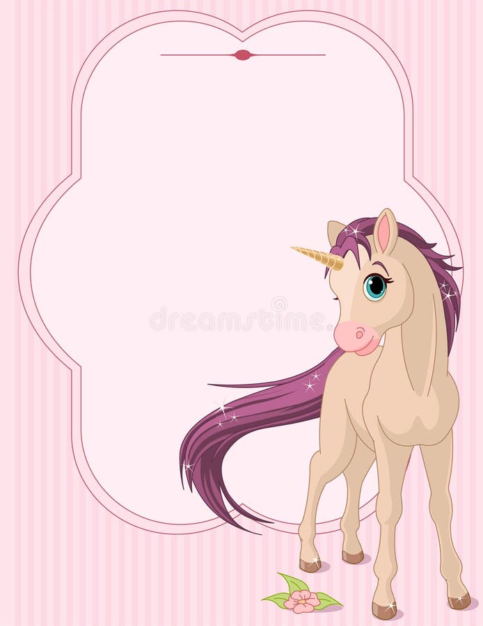 Tarjeta del lugar del unicornio del bebé stock de ilustración Tarjeta del lugar del unicornio del bebé stock de ilustración