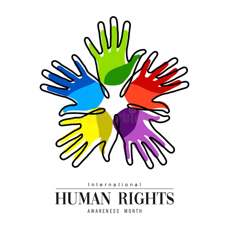 Tarjeta del mes de los derechos humanos de las manos diversas de la gente