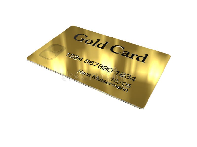 Gold credit card on white background. Gold credit card on white background