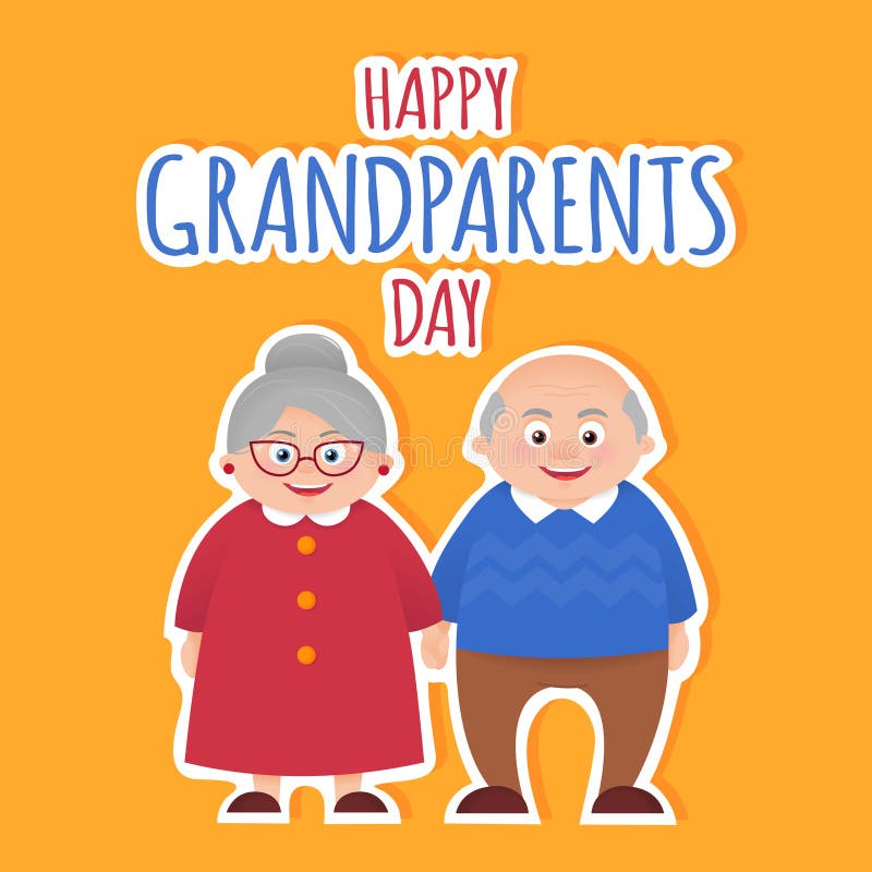 Tarjeta del vector del día de los abuelos con los pares mayores de la historieta libre illustration Tarjeta del vector del día de los abuelos con los pares mayores de la historieta libre illustration
