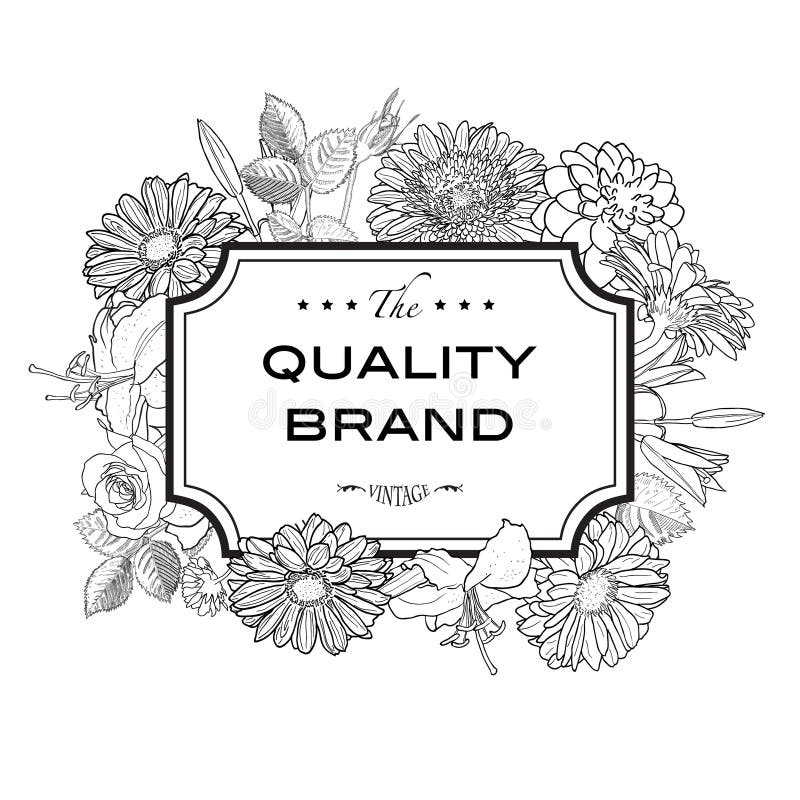 Tarjeta del vintage con las flores del grabado stock de ilustración Tarjeta del vintage con las flores del grabado stock de ilustración