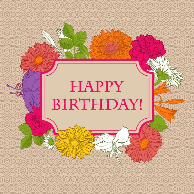 Tarjeta del vintage con las flores del grabado libre illustration Tarjeta del vintage con las flores del grabado libre illustration