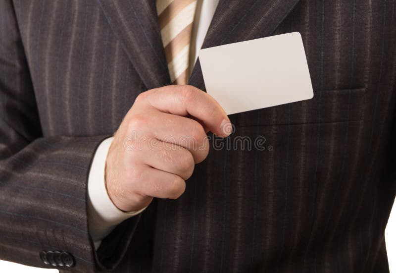 Tarjeta en blanco en la mano de un hombre de negocios fotos de archivo Tarjeta en blanco en la mano de un hombre de negocios fotos de archivo