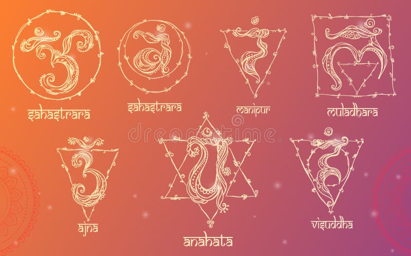 7 Chakras: muladhara, sahasrara, ajna, vishuddha, anahata, manipura, svadhishana. Set Chakra made in vector. The concept of chakras Hinduism, Buddhism, the occult variety of systems and Ayurveda. 7 Chakras: muladhara, sahasrara, ajna, vishuddha, anahata, manipura, svadhishana. Set Chakra made in vector. The concept of chakras Hinduism, Buddhism, the occult variety of systems and Ayurveda