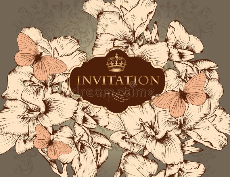 Tarjeta hermosa de la invitación de la boda del vector en estilo del vintage stock de ilustración Tarjeta hermosa de la invitación de la boda del vector en estilo del vintage stock de ilustración
