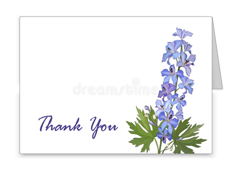 Tarjeta horizontal con una flor azul del delfinio ilustración del vector Tarjeta horizontal con una flor azul del delfinio ilustración del vector