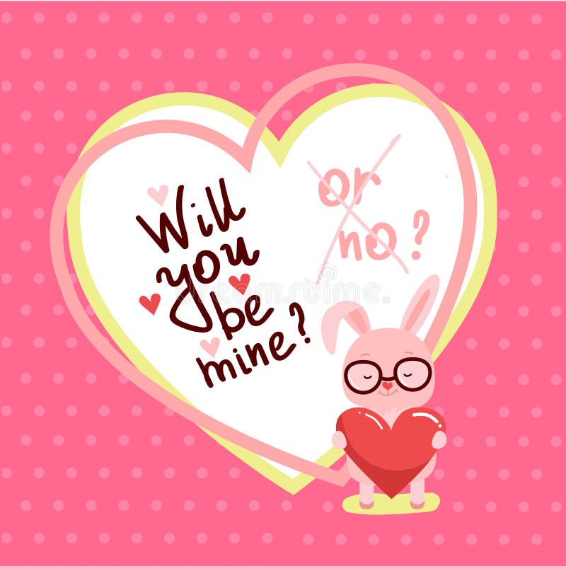 Tarjeta linda del vector de día de San Valentín con el conejito y el corazón stock de ilustración Tarjeta linda del vector de día de San Valentín con el conejito y el corazón stock de ilustración