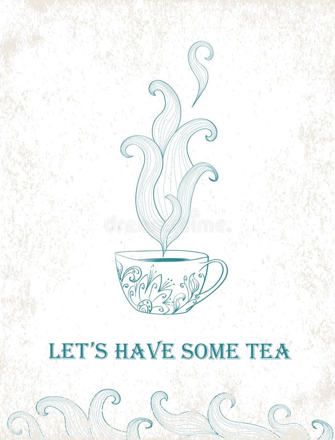 Tarjeta para la fiesta del té stock de ilustración