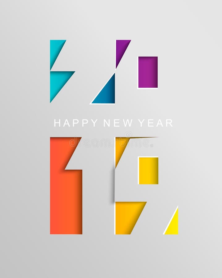 Tarjeta por 2019 Felices Año Nuevo en el estilo de papel ilustración del vector Tarjeta por 2019 Felices Año Nuevo en el estilo de papel ilustración del vector