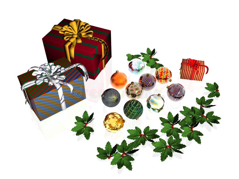 Tarjeta, presentes y bolas de Navidad. libre illustration Tarjeta, presentes y bolas de Navidad. libre illustration
