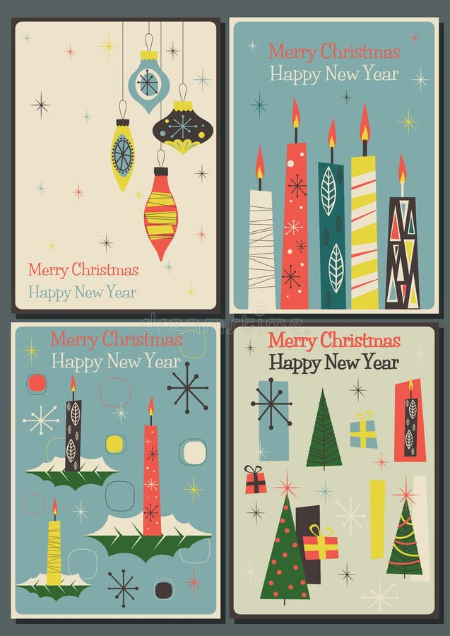 Tarjetas de felicitación de la Feliz Navidad y de la Feliz Año Nuevo ilustración del vector Tarjetas de felicitación de la Feliz Navidad y de la Feliz Año Nuevo ilustración del vector