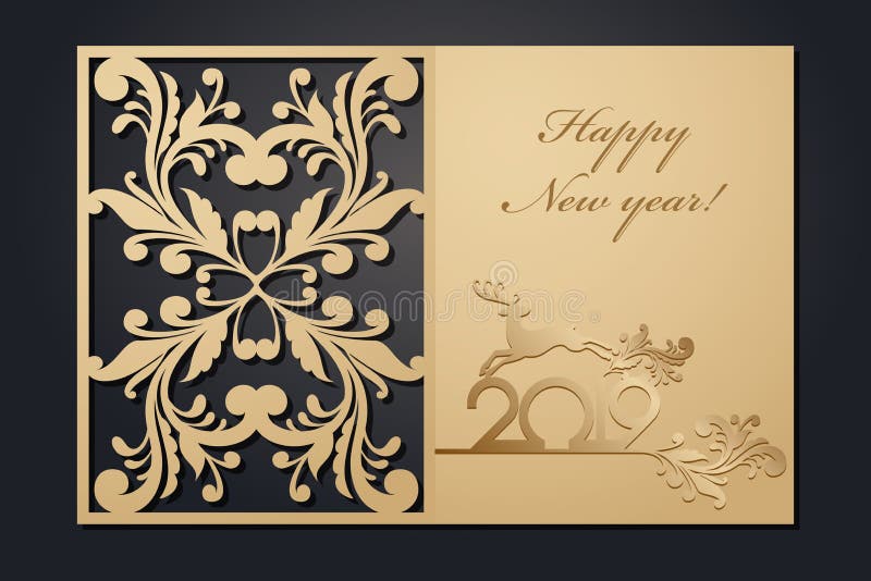 Tarjetas de Navidad de la plantilla para el corte del laser A través de la imagen del Año Nuevo de la silueta Ilustración del vec libre illustration Tarjetas de Navidad de la plantilla para el corte del laser A través de la imagen del Año Nuevo de la silueta Ilustración del vec libre illustration
