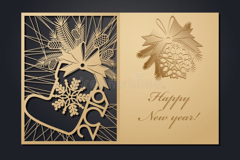 Tarjetas de Navidad de la plantilla para el corte del laser A través de la imagen del Año Nuevo de la silueta Ilustración del vec ilustración del vector Tarjetas de Navidad de la plantilla para el corte del laser A través de la imagen del Año Nuevo de la silueta Ilustración del vec ilustración del vector