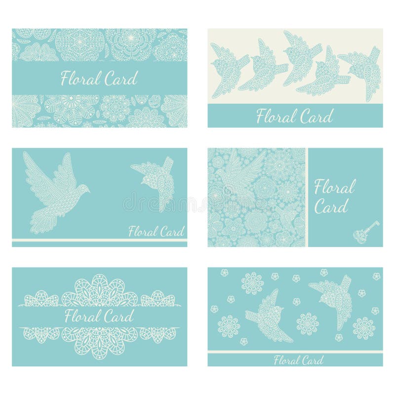 Tarjetas de visita con los pájaros y las flores decorativos creativos libre illustration Tarjetas de visita con los pájaros y las flores decorativos creativos libre illustration