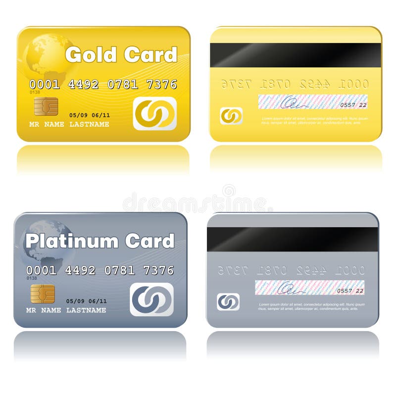 Vector credit cards, platinum and gold. Vector credit cards, platinum and gold