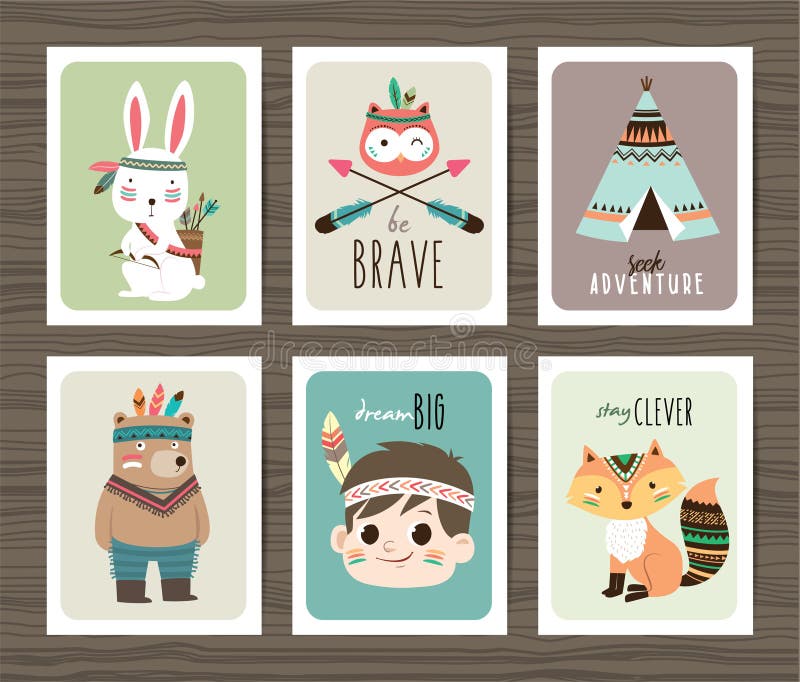 Tarjetas tribales de los animales libre illustration Tarjetas tribales de los animales libre illustration