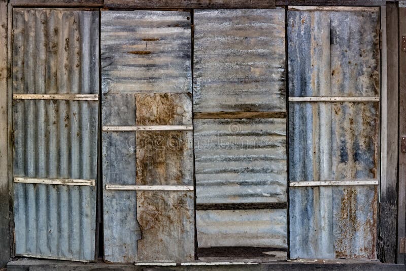 Tarnished Sheet Metal Doors Stock Photo Image of dirty, entry 78917700