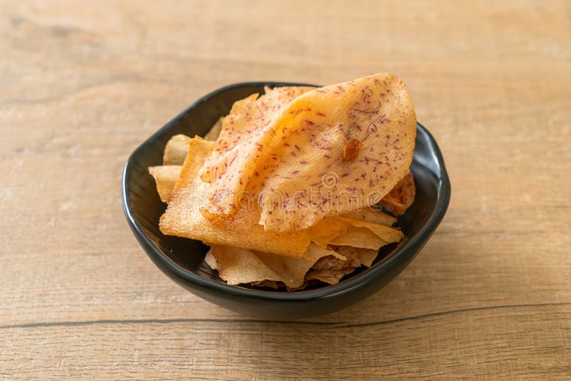 Taro Chips Fried or Baked Sliced Taro Stock Photo Image of