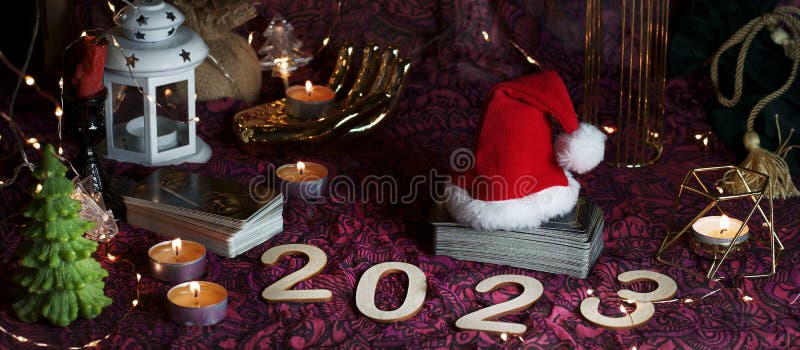 Tarot Card Reading at Christmas Stock Photo - Image of decoration