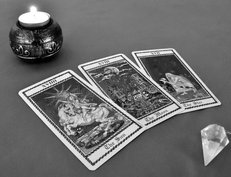 Tarot Card Reading stock image. Image of moon, three 138864015