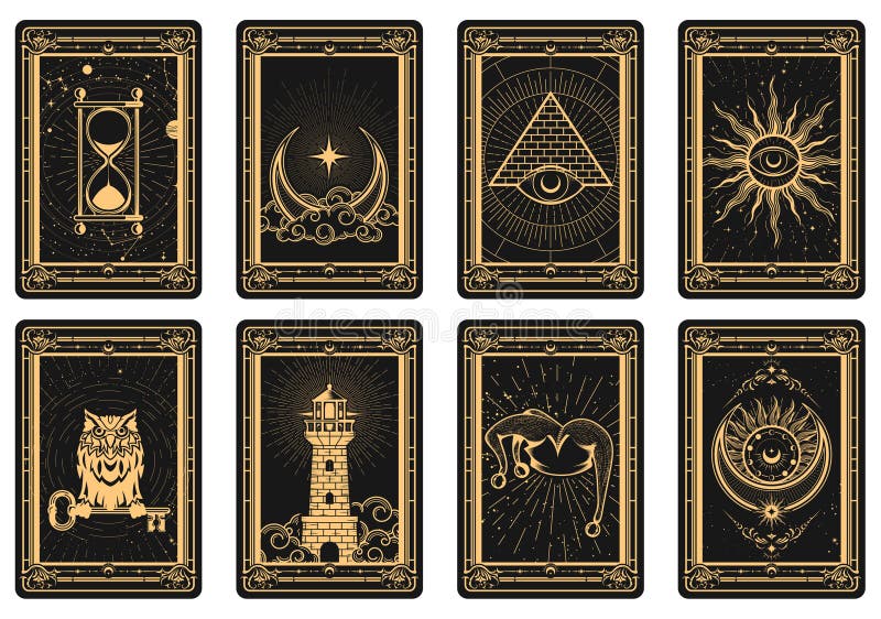 Tarot Cards Batch Reverse Side, Magic Frame with Esoteric and Mystic