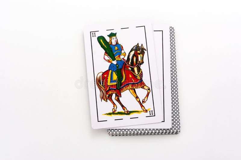 Tarot Cards, the Eleven Wands Card in the Foreground Stock Photo