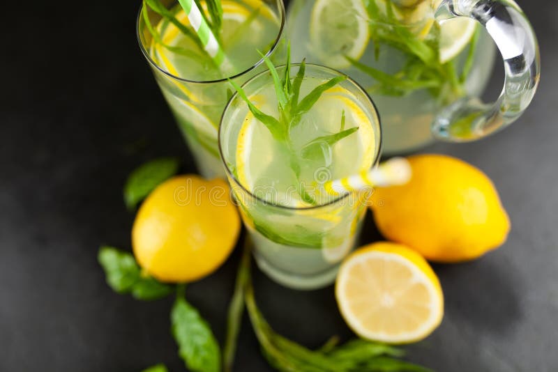 Tarragon lemonade drink stock image. Image of diet, fruit 120971907