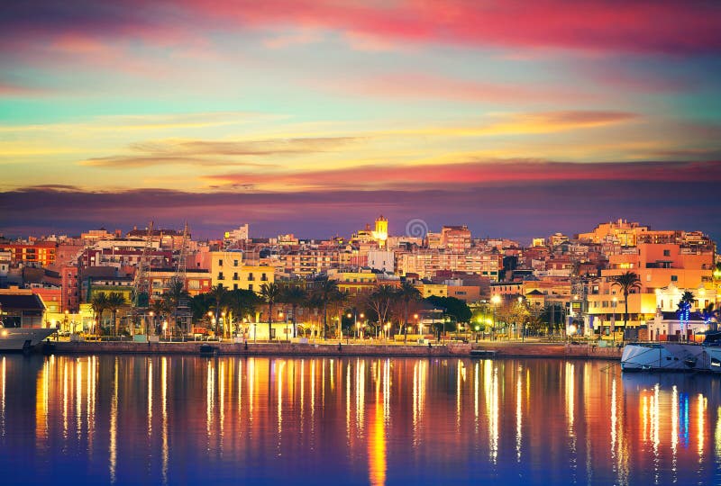 Tarragona port sunset in Catalonia