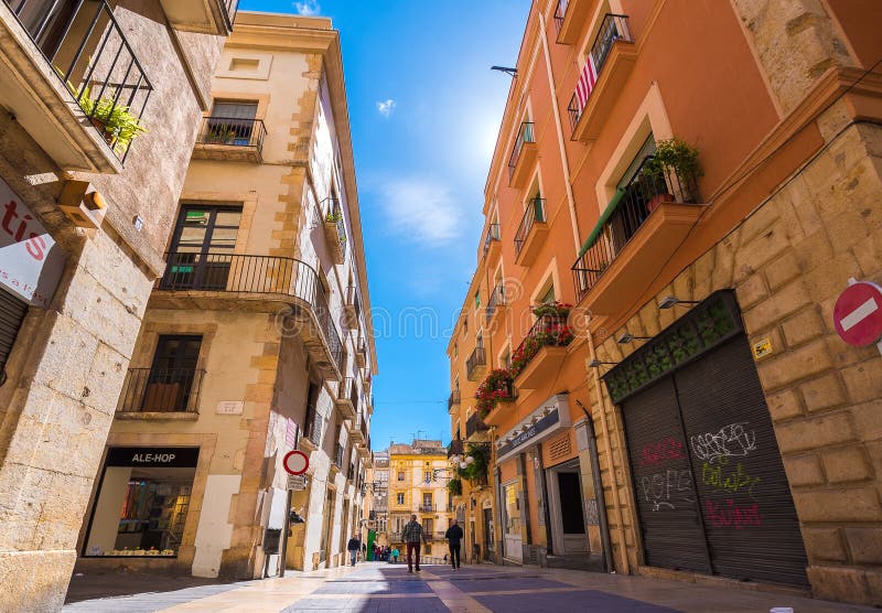 TARRAGONA, SPAIN MAY 1, 2017 View of the Street of the Old Town