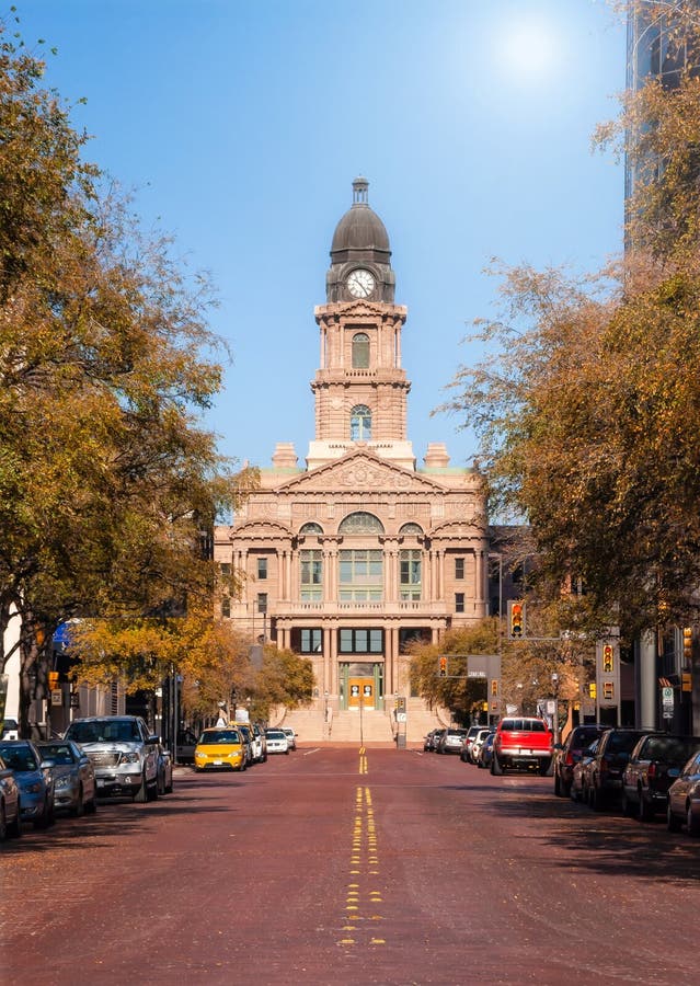 Historic Tarrant County Courthouse in Fort Worth, Texas. Street view on a sunny autumn day. Historic Tarrant County Courthouse in Fort Worth, Texas. Street view on a sunny autumn day