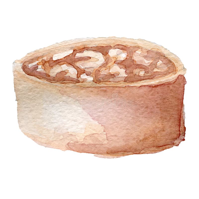 Tarta de la acuarela con las nueces y el arte del caramelo libre illustration Tarta de la acuarela con las nueces y el arte del caramelo libre illustration
