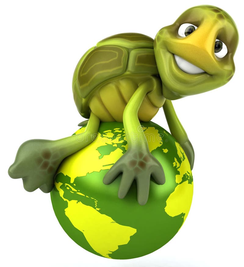 Tartaruga do divertimento com o mundo ilustração do vetor Tartaruga do divertimento com o mundo ilustração do vetor