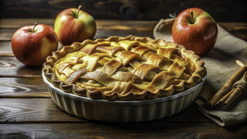 Tarte aux pommes sans effort : une recette simple faite maison pour un superbe dessert d'automne avec un or illustration libre de droits