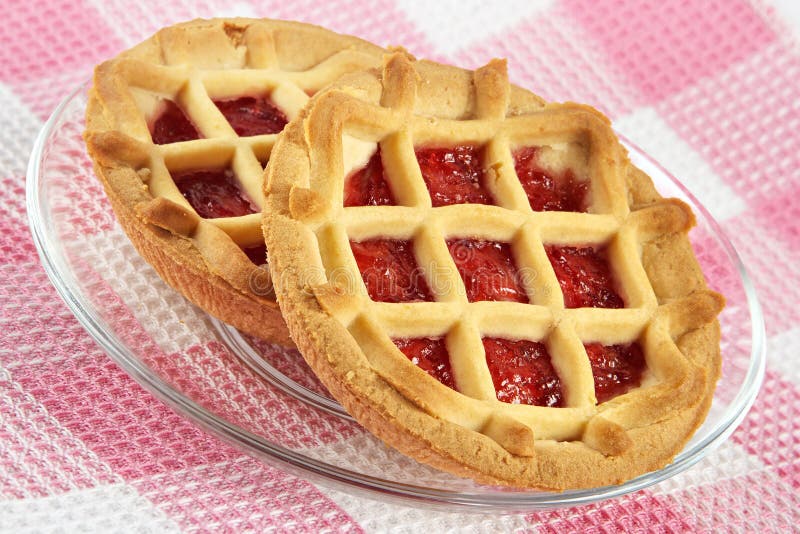 Tartlet with cherry jam royalty free stock photography