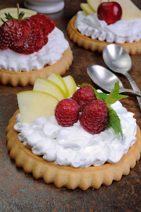 Tartlets Whipped Cream Cherry Stock Photos Free & RoyaltyFree Stock