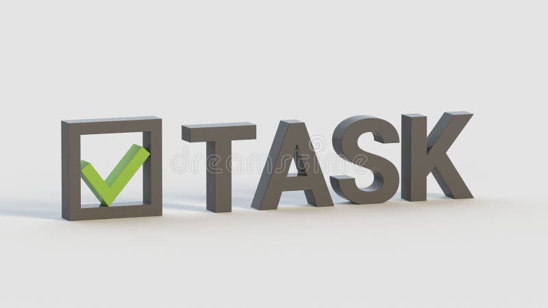 Task completed checkbox 3D render stock illustration