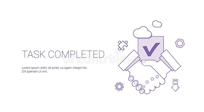 Task Completed Web Banner With Copy Space Business Agreement Success Concept stock illustration