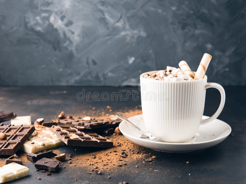 Tasse de cacao ou de café chaud de cappuccino ou de latte image libre de droits Tasse de cacao ou de café chaud de cappuccino ou de latte image libre de droits