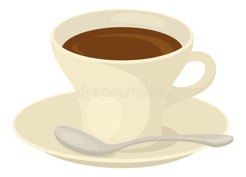 Tasse Kaffee, Untertasse und Löffel
