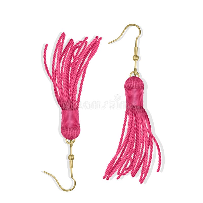 Tassel, Bright oorringen, rode kleur, zomermode Accessoires Fringe oorring Realistische vectorillustratie vector illustratie Tassel, Bright oorringen, rode kleur, zomermode Accessoires Fringe oorring Realistische vectorillustratie vector illustratie