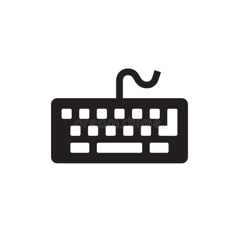 Tastatur der Computer- schwarzen Ikone auf weißer Hintergrundvektorillustration für Website, bewegliche Anwendung, Darstellung, i vektor abbildung