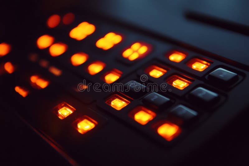 Tastatură iluminată a sistemului de alarmă într-un spațiu de birou cu iluminare reglabilă, care creează o atmosferă sigură royalty free stock image