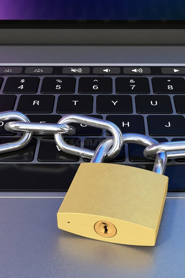 Lucchetto Di Sicurezza Sul Computer Portatile Illustrazione di Stock