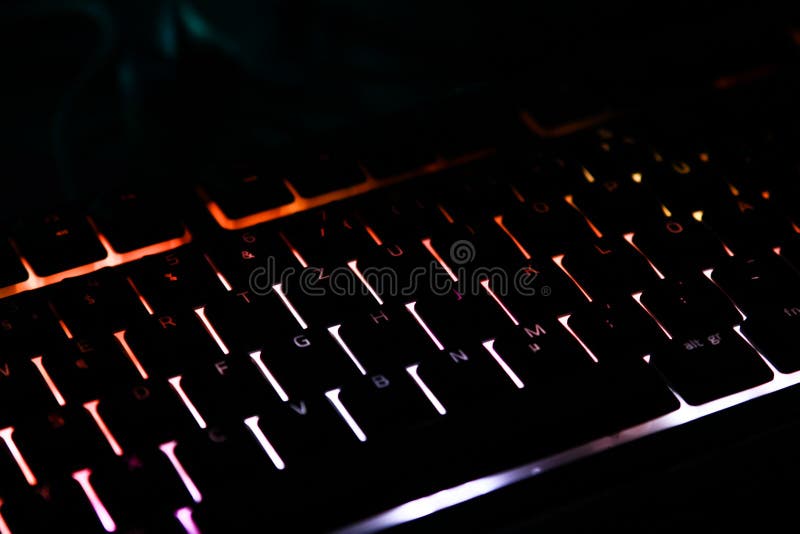 Tastiera illuminata per il PC di gioco fotografia stock Tastiera illuminata per il PC di gioco fotografia stock