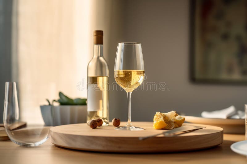 Tasting cheese dish on a plate. Food for wine and romantic date, cheese delicatessen with copy space. White wine. AI generated