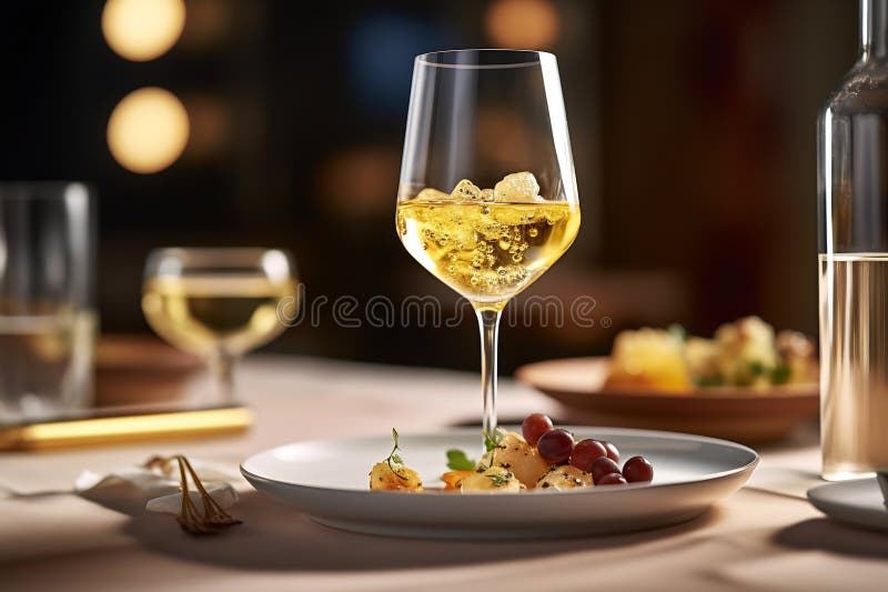 Tasting cheese dish on a plate. Food for wine and romantic date, cheese delicatessen with copy space. White wine. AI generated