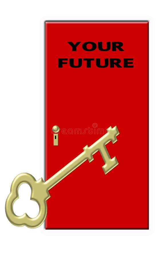 Tasto al vostro futuro - tasto dell'oro e portello rosso illustrazione vettoriale Tasto al vostro futuro - tasto dell'oro e portello rosso illustrazione vettoriale